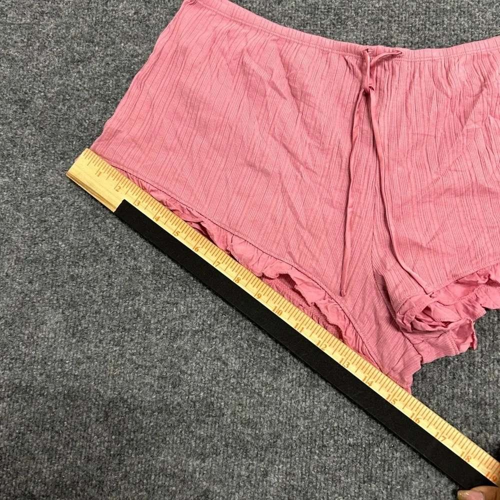 Victoria's Secret Pajama Shorts Womens XL Pink Ribbed Ruffle Trim Modal Cotton